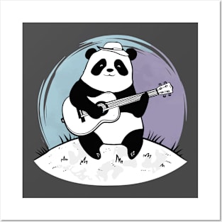Panda vibing with Guitar Posters and Art